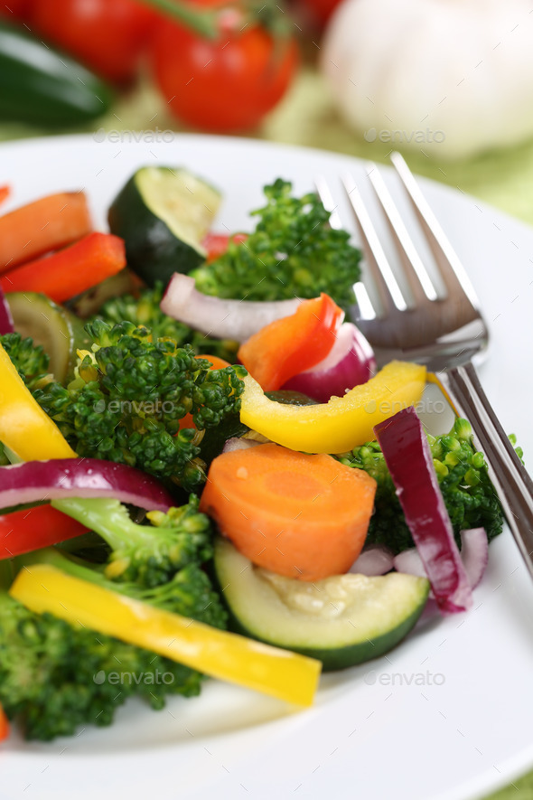 Healthy vegan eating vegetables food on plate