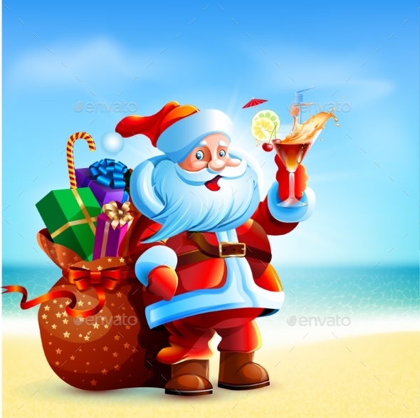 GraphicRiver Santa Claus Holding a Cocktail 9340322 GraphicRiver Santa Claus Holding a Cocktail 9340322