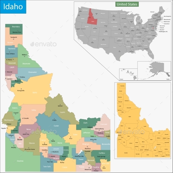 GraphicRiver Idaho Map 9340975 GraphicRiver Idaho Map 9340975