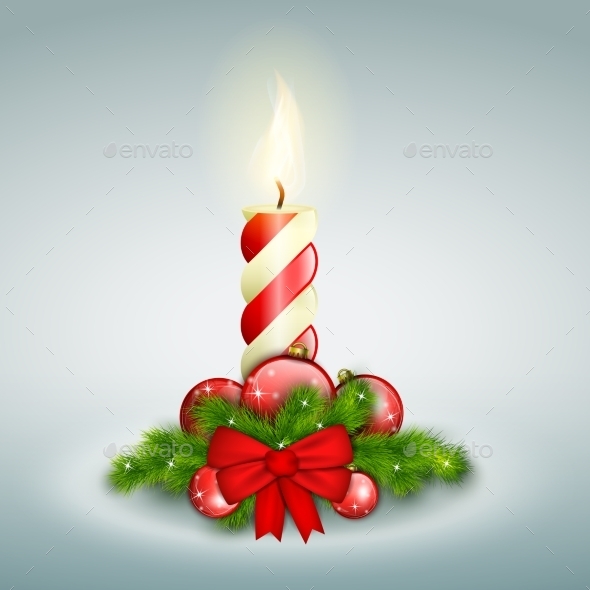 GraphicRiver Christmas Candle with Fir Branches 9342293 GraphicRiver Christmas Candle with Fir Branches 9342293