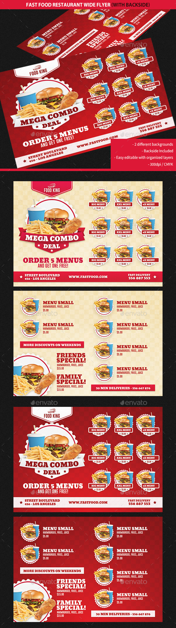 GraphicRiver Restaurant Fast Food Promotions Wide Flyer 9342589 GraphicRiver Restaurant Fast Food Promotions Wide Flyer 9342589