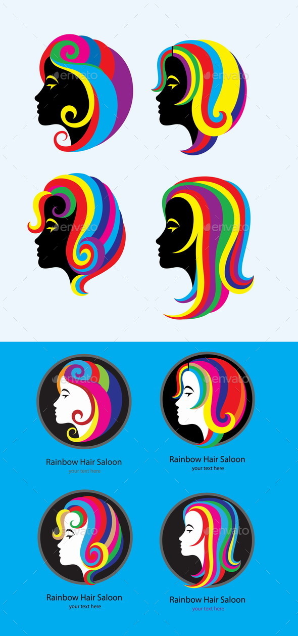 GraphicRiver Hair Rainbow Set 9343317 GraphicRiver Hair Rainbow Set 9343317
