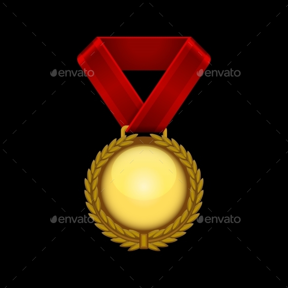 GraphicRiver Champion Gold Medal with Red Ribbon Vector 9345785 GraphicRiver Champion Gold Medal with Red Ribbon Vector 9345785