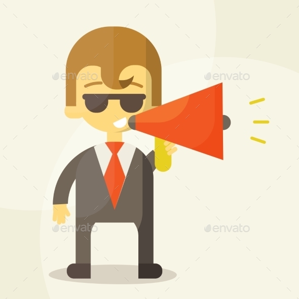 GraphicRiver Young Businessman with a Megaphone 9345831 GraphicRiver Young Businessman with a Megaphone 9345831