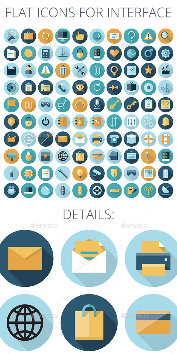 Flat Design Icons for User Interface (Web)