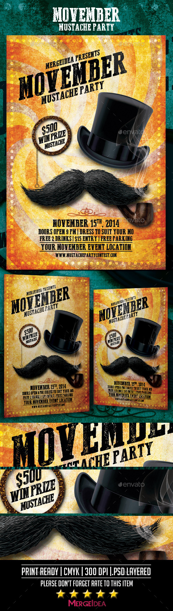 Movember Mustache Party Flyer (Events)