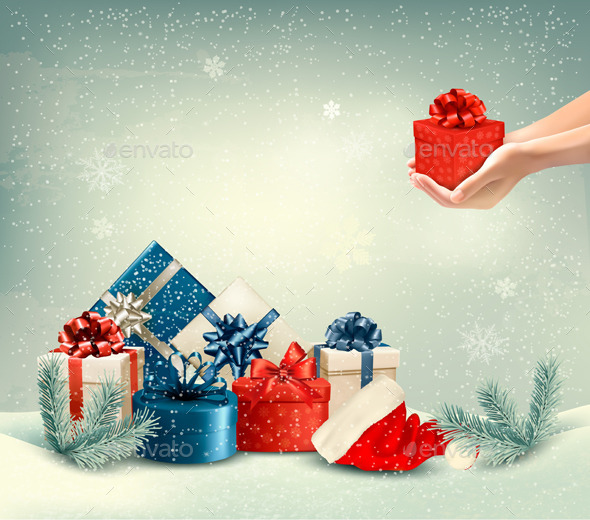 GraphicRiver Christmas Winter Background with Presents 9351032 GraphicRiver Christmas Winter Background with Presents 9351032