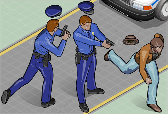 GraphicRiver Isometric Policeman and Robber 9352057 GraphicRiver Isometric Policeman and Robber 9352057