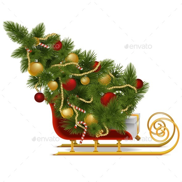 GraphicRiver Vector Sled with Christmas Tree 9352997 GraphicRiver Vector Sled with Christmas Tree 9352997
