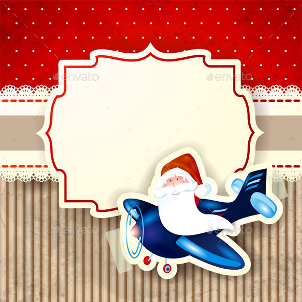 GraphicRiver Santa Claus and the Airplane over Red Background 9353257 GraphicRiver Santa Claus and the Airplane over Red Background 9353257