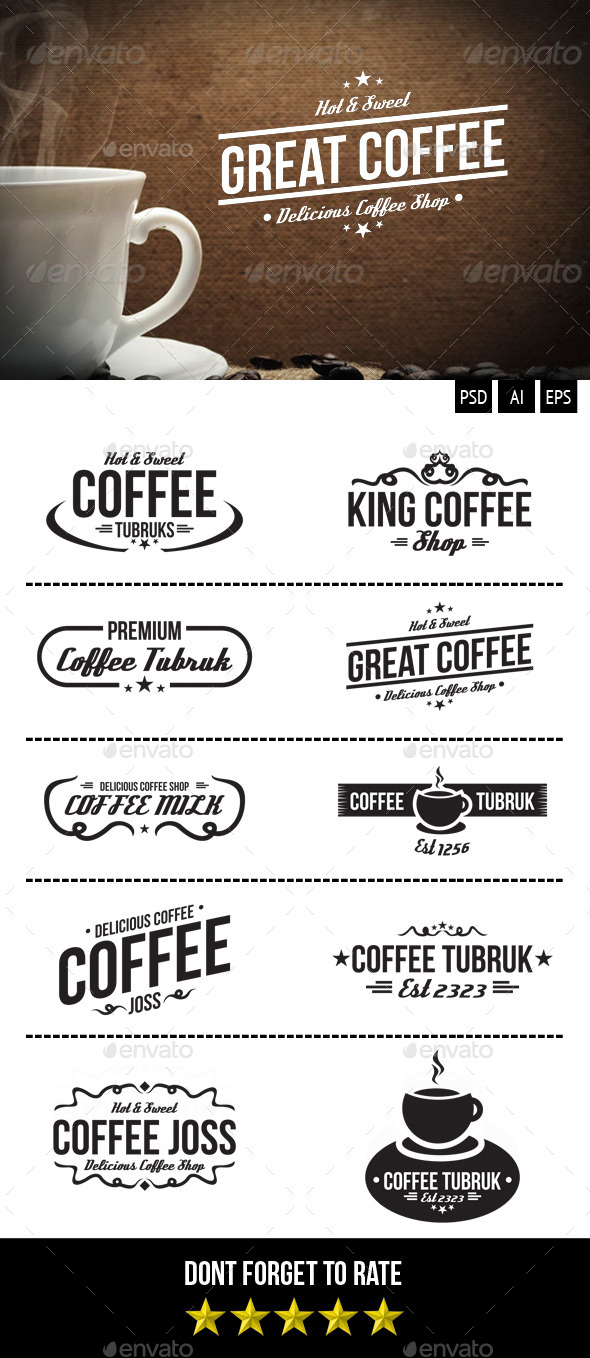 GraphicRiver Retro Coffee Badges 9347369 GraphicRiver Retro Coffee Badges 9347369