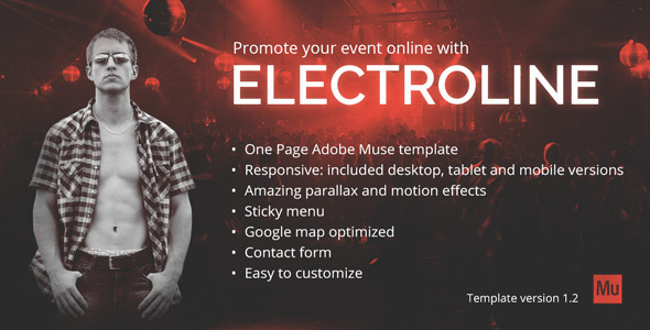 ElectroLine - One Page Event Promo Muse Template