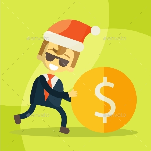 GraphicRiver Businessman Rolls Coin Christmas 9355589 GraphicRiver Businessman Rolls Coin Christmas 9355589
