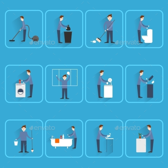 People Cleaning Icons (People)