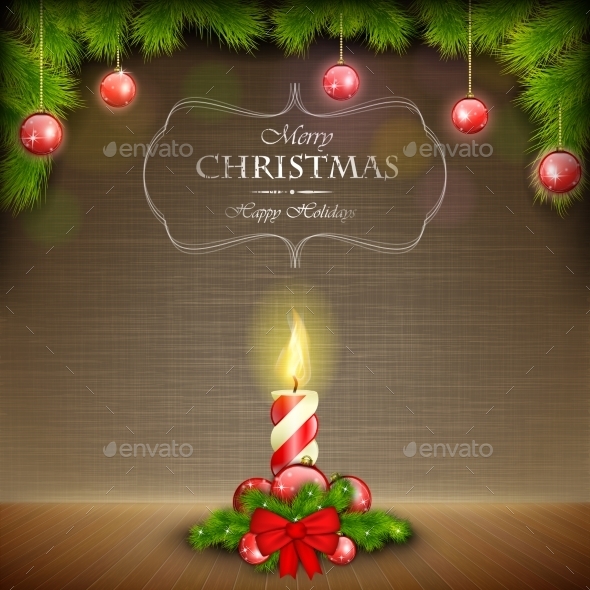 GraphicRiver Christmas Candle on Scratched Background 9359141 GraphicRiver Christmas Candle on Scratched Background 9359141