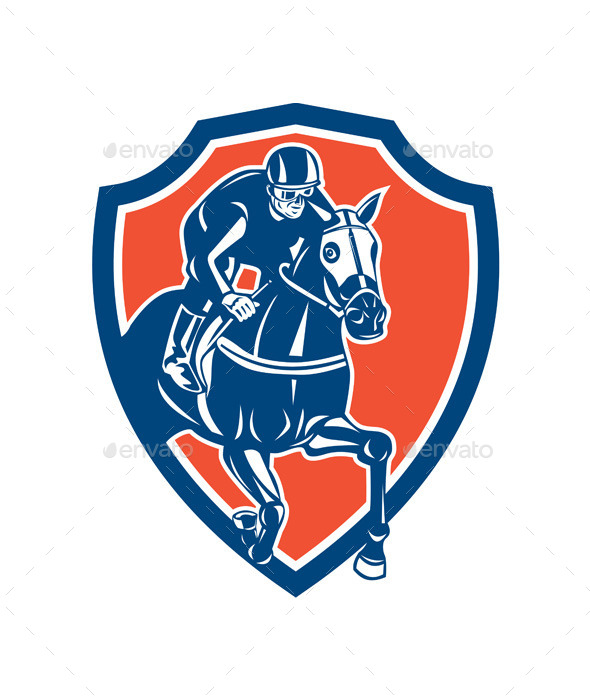 GraphicRiver Jockey Horse Racing Shield Retro 9359952 GraphicRiver Jockey Horse Racing Shield Retro 9359952