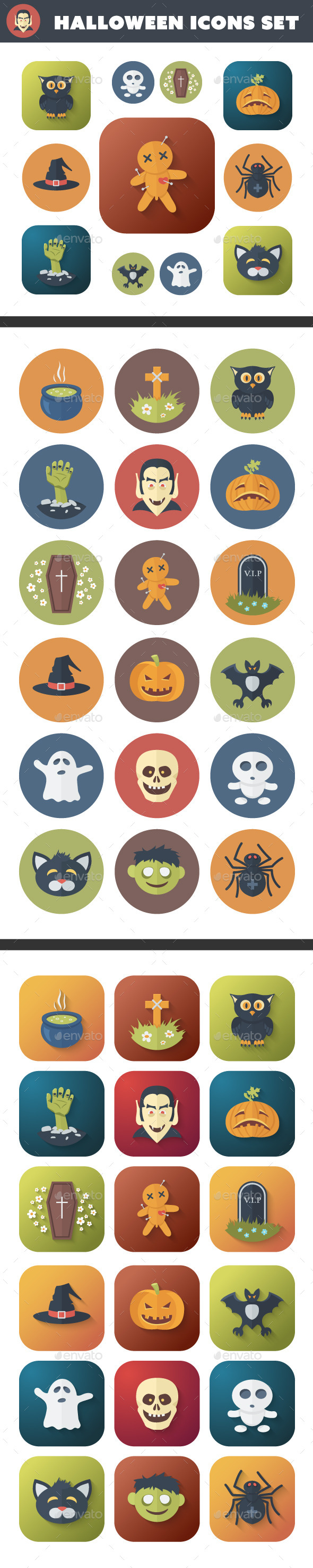 Halloween Flat Icons Set Halloween Flat Icons Set