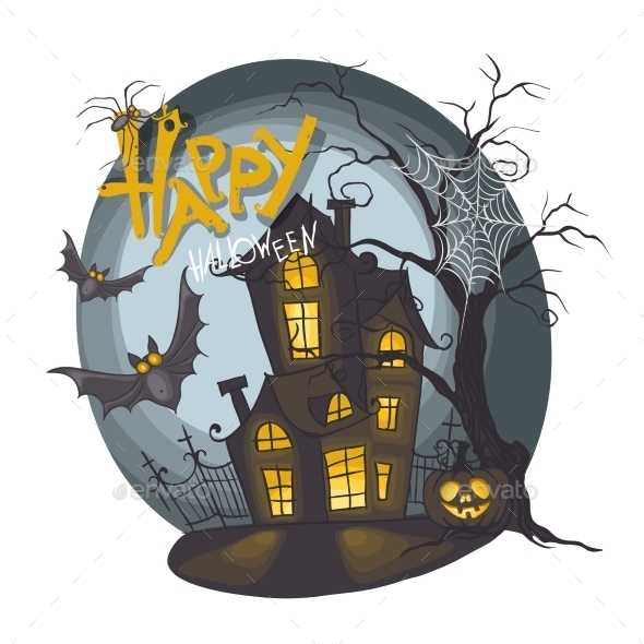 GraphicRiver Halloween Monster House with Bat and Pumpkins 9361309 GraphicRiver Halloween Monster House with Bat and Pumpkins 9361309