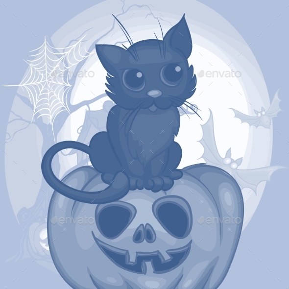 GraphicRiver Halloween Background with Cat 9361318 GraphicRiver Halloween Background with Cat 9361318