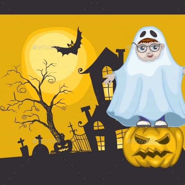 GraphicRiver Little Ghost and Pumpkin Halloween Background 9361401 GraphicRiver Little Ghost and Pumpkin Halloween Background 9361401