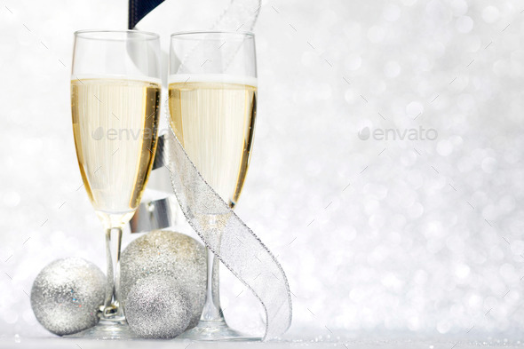 Champagne and decorative balls (Misc) Photo Download