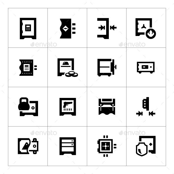 Set Icons of Safe (Man-made objects)