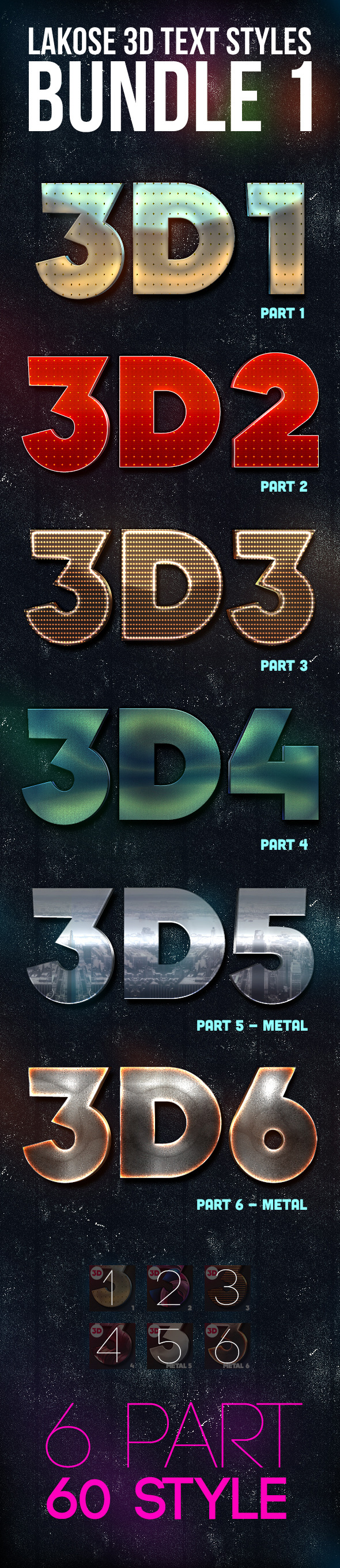 Lakose 3D Text Styles Bundle 1