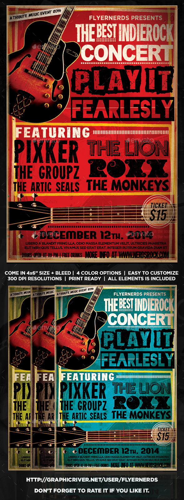 GraphicRiver Indie Rock Concert Flyer 9367731 GraphicRiver Indie Rock Concert Flyer 9367731