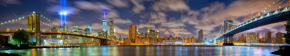 Manhattan panorama in memory of September 11