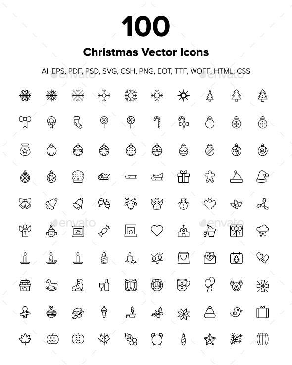 100 Merry Christmas Icons (Seasonal)