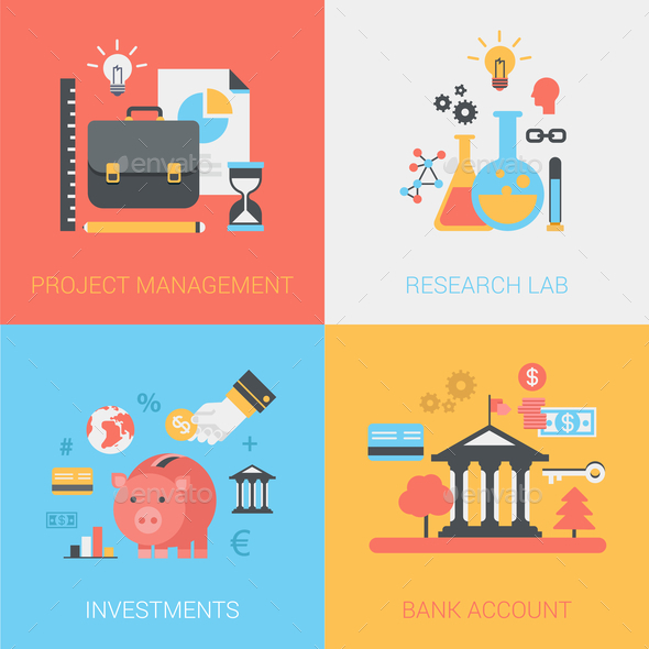 GraphicRiver Project Management Research Lab Investments Bank Account Flat 9373528 GraphicRiver Project Management Research Lab Investments Bank Account Flat 9373528