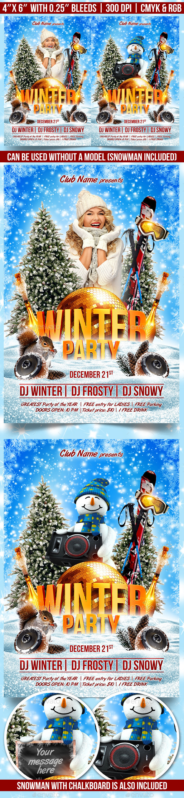 Winter Party Flyer Template (Clubs & Parties)