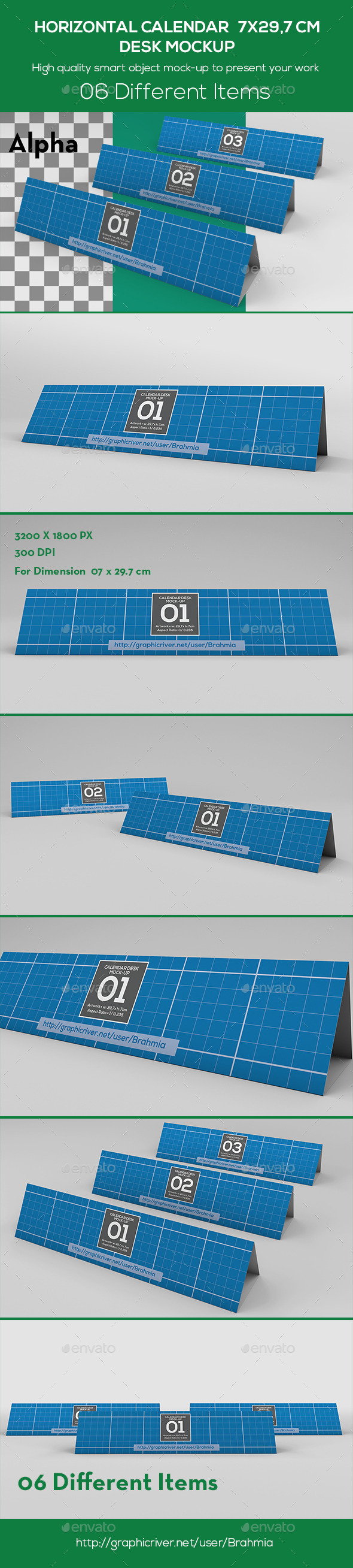 Horizontal Calendar Desk Mockup