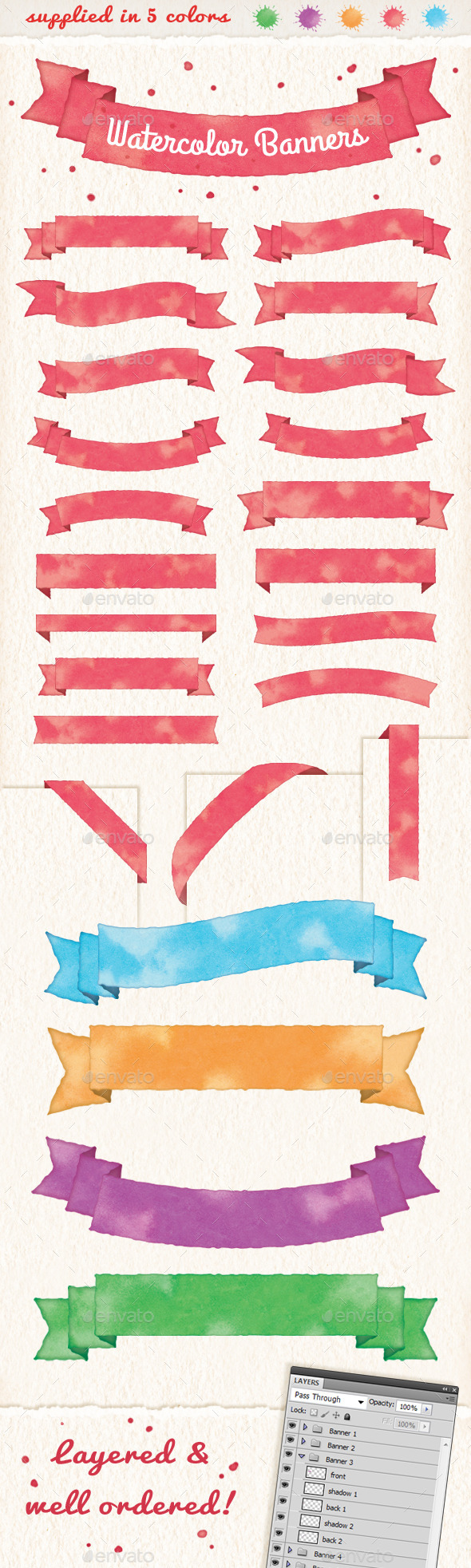 GraphicRiver Watercolor Banners & Ribbons 9377561 GraphicRiver Watercolor Banners & Ribbons 9377561