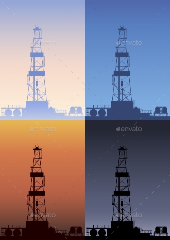 GraphicRiver Oil Rig at Different Times of the Day 9379447 GraphicRiver Oil Rig at Different Times of the Day 9379447
