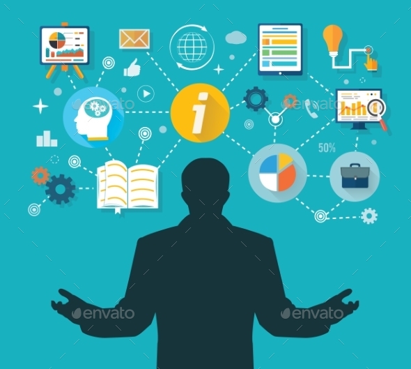 GraphicRiver Businessman with Touch Screen Icons 9381819 GraphicRiver Businessman with Touch Screen Icons 9381819