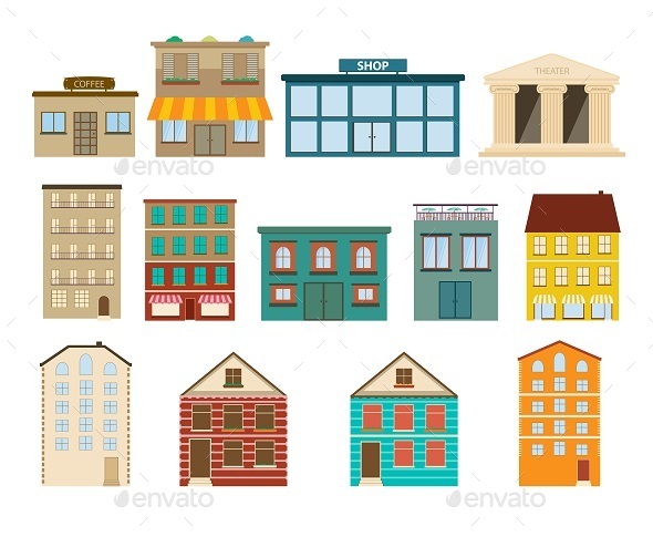 GraphicRiver Town and Suburban Buildings Icons 9382252 GraphicRiver Town and Suburban Buildings Icons 9382252