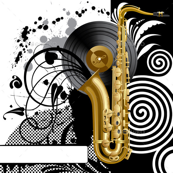 GraphicRiver Black Background with a Saxophone 9384242 GraphicRiver Black Background with a Saxophone 9384242