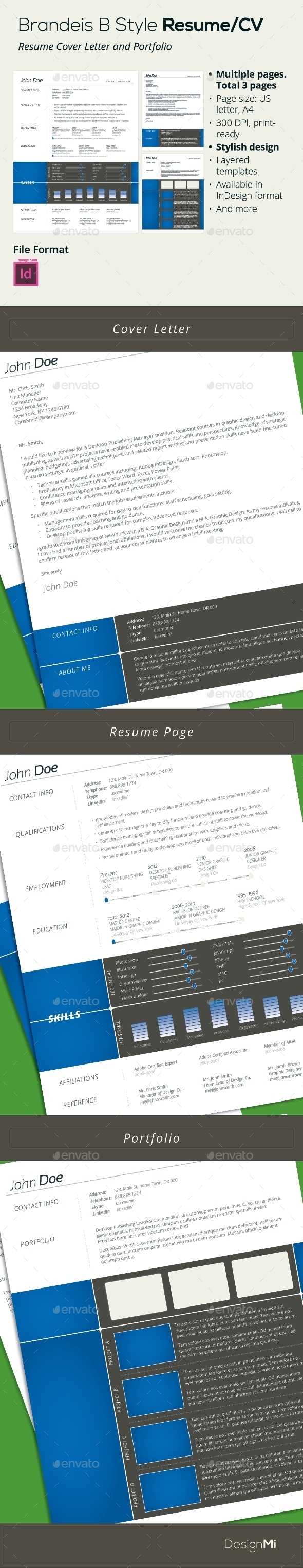 GraphicRiver Brandeis B Style Resume CV 3 pages 9385356 GraphicRiver Brandeis B Style Resume CV 3 pages 9385356