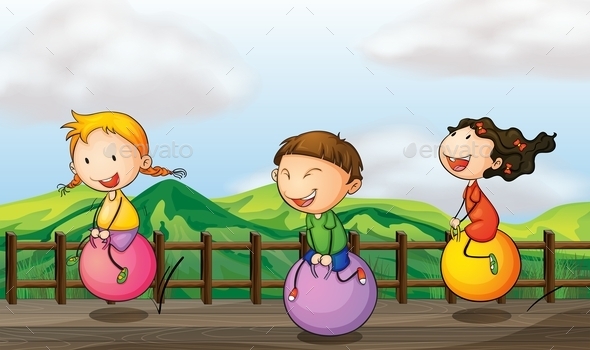 GraphicRiver Kids Playing at the Bridge 9385746 GraphicRiver Kids Playing at the Bridge 9385746
