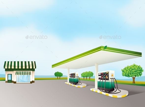 GraphicRiver House and a Gas Station 9385928 GraphicRiver House and a Gas Station 9385928