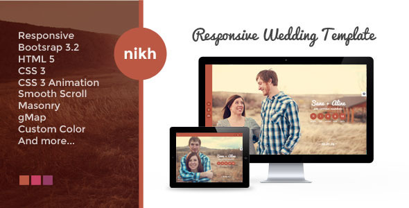 nikh Responsive Wedding Template. large preview 