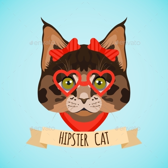 Hipster Cat Portrait (Animals)