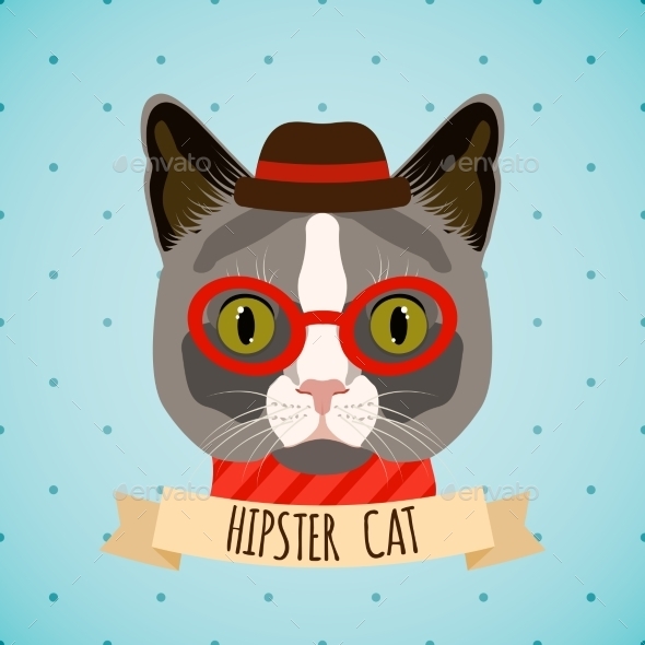 Hipster Cat Portrait (Animals)