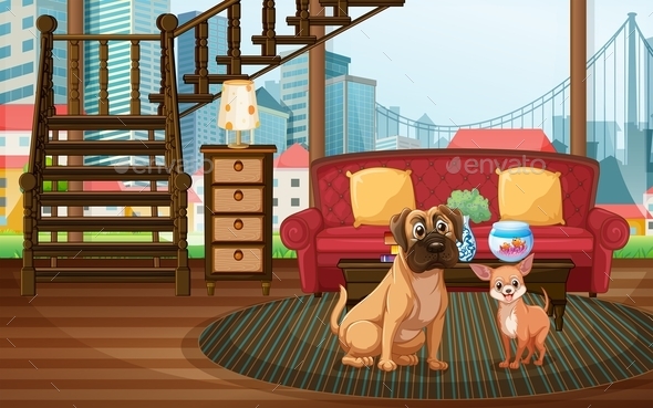 Dogs in the Living Room (Animals)