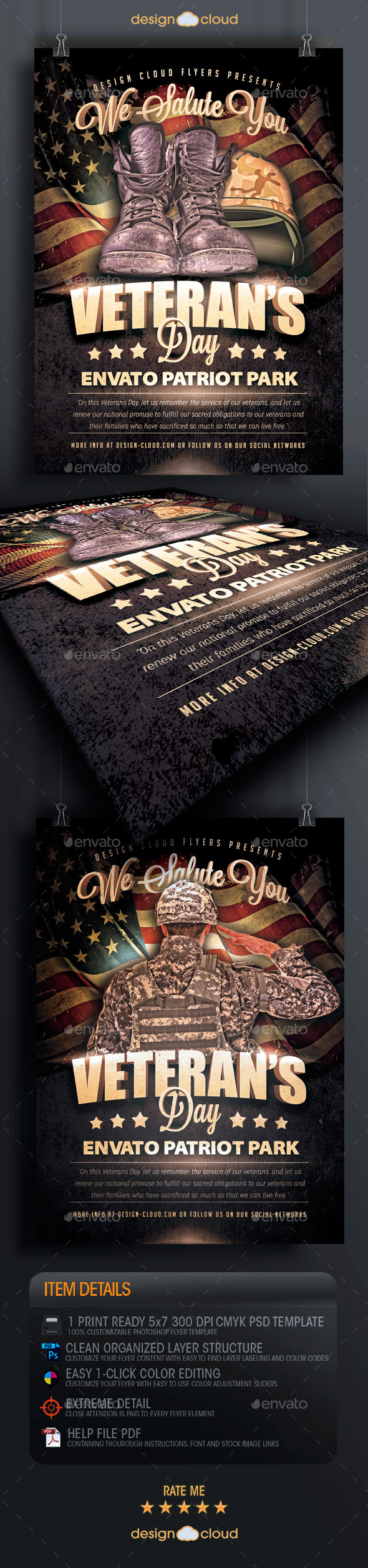 Veteran's Day Salute Flyer Template