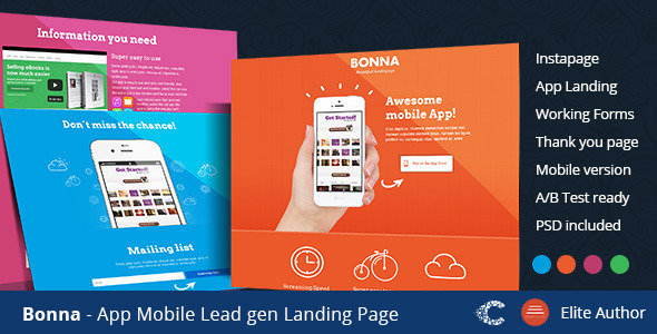 Bonna - Mobile App Landing Template