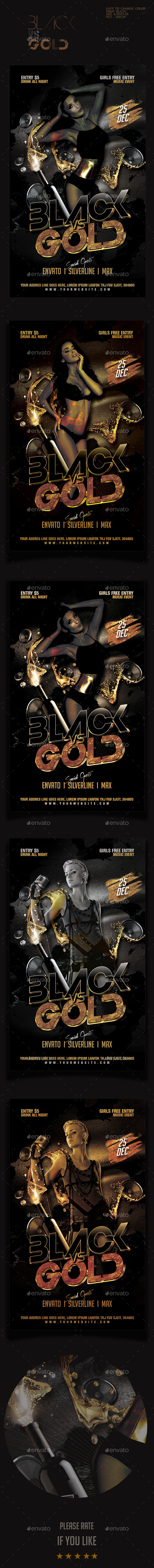 Black vs Gold Party Flyer Template (Clubs & Parties)