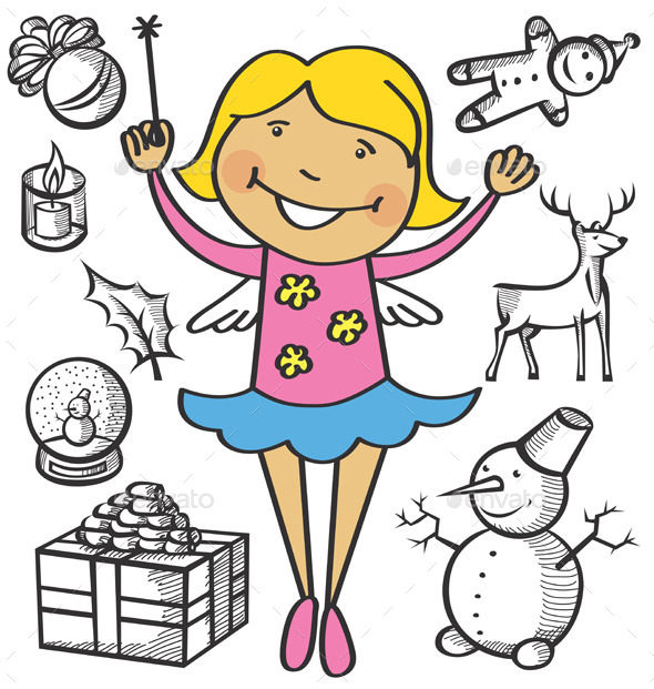 GraphicRiver Girl Dressed as a Fairy 9406591 GraphicRiver Girl Dressed as a Fairy 9406591