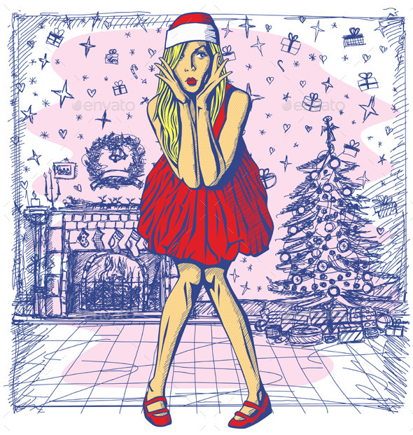 GraphicRiver Vector Surprised Blonde in Pink Dress 9406675 GraphicRiver Vector Surprised Blonde in Pink Dress 9406675